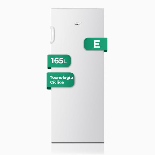 Svan Congelador vertical Blanco SCV145501E. Capacidad 165 Litros, Bajo nivel Sonoro, Eficiencia Energética Clase E
