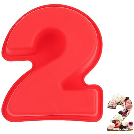 YXHZVON Kuchenform Zahlen Silikon Backform Zahl 2, Groß 3D Number Cake Zahlenbackform, Antihaftige DIY Motivbackformen für Kindergeburtstag, Hochzeit Jubiläum, Geburtstagstorte | DIY Backen Kuchenformen Antihaft Kuchenformen für Geburtstag und Jahrestag (Rot)