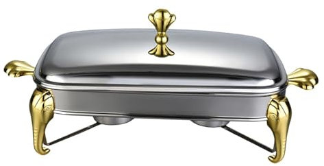 HFZKARP Chafing Dish Buffet Set Piatto da portata Vassoio for alimenti Contenitore for riscaldamento alimenti Padella for alimenti Scaldavivande Buffet Grande capacità 2,9 l for banchetti, oro(Gold)