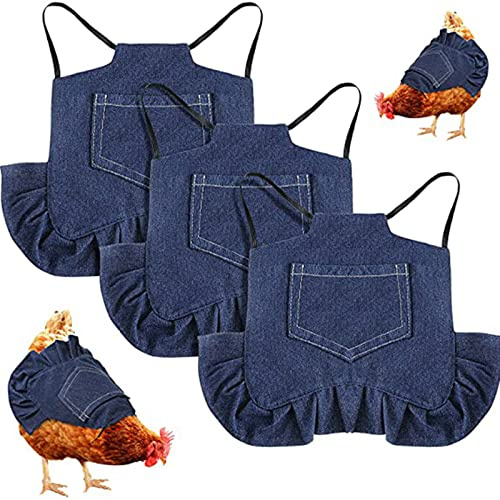 Yolispa Hühnersattel mit verstellbaren Riemen 3 Pack Standard Hühnersattel Hühnerschürze Henn-Sattelschürze Geflügel Henne Sattel Schürze Federschutzhalter Hühnerschürze für Rücken und Seiten