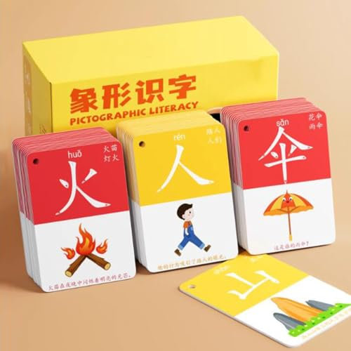 ZHXQRP Cartes De CaractèRes Chinois Cartes Flash Chinoises pour DéButants Carte Hanzi AlphabéTisation Pictographique Pinyin Pictogramme Chinois Apprendre
