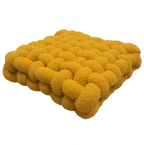 MZSKLW Knotenkissen, weiches Knotenkissen, quadratisch, für Kinder, Heimdekoration, Plüschkissen, Heimdekoration, Sofa, Überwurf, gewebtes Kissen für Bett, Wohnzimmer, Bodenkissen (Gelb, 30 cm)