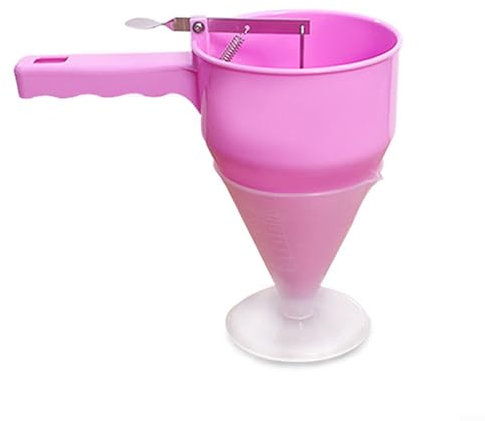 Dispensador de masa para tortitas, dispensador de masa de acero inoxidable, ideal para panqueques, postres, porciones para cupcakes, gofres (rosa)