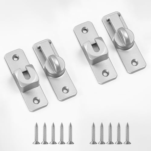 2 pestillos de acero inoxidable para puerta corredera, con 8 tornillos, cierre de ventana, cerradura de 90/180 grados, cerradura de puerta corredera con hebilla de cerrojo, para puertas, ventanas,