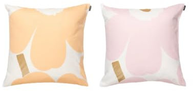 Marimekko Unikko Cushion Cover 50x50 cm 2 pcs, White, lt.pink, apricot, Gold