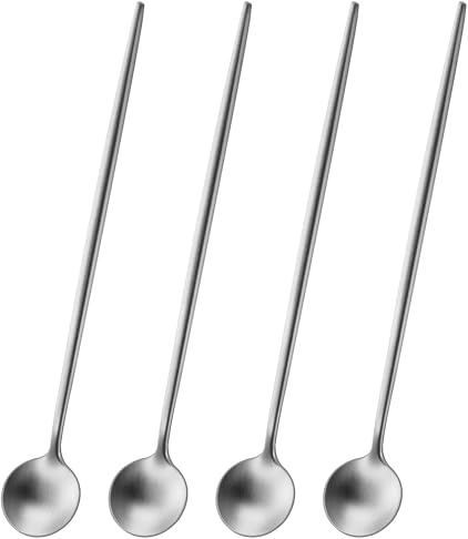 4 Pieces Latte Spoons,9 Inches Long Handle Iced Tea Spoons;Durable Stainless Steel 304 Coffee Stirring Spoons;Cocktail Mixing Spoons
