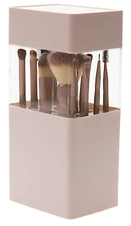 Yinhing Support pour Pinceaux de Maquillage, 12 Trous de Rangement avec Trous D'aération pour Sécher Les Pinceaux de Maquillage, Couche Intermédiaire et Couvercle en Silicone, Boîte de (Pink)