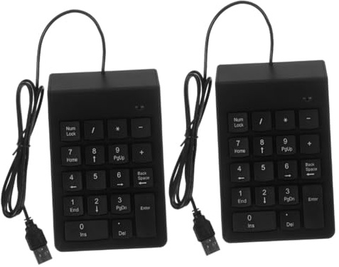 DIYEAH 2 Pezzi Tastierino Numerico USB Cablato 19 Tasti per Settore Finanziario e Bancario, Tastiera Meccanica Compatibile Laptop, Struttura Solida e Layout Ergonomico per Uso Prolungato