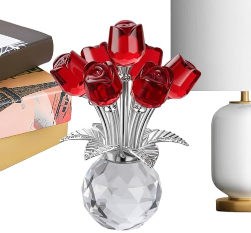 Flor de Rosa de Cristal, Decoraciones Románticas de Rosa de Cristal Artificial 3D | Figuritas de Flores de Cristal | para Amigas, Esposa, Madre, Hermana, Hija, Ceremonias de Vacaciones, Ocasiones