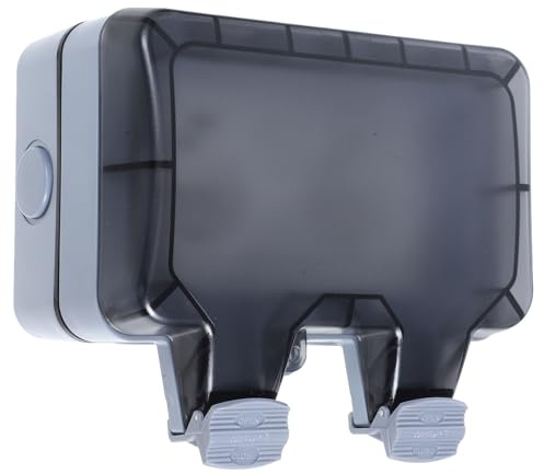 GLEAVI Presa a Muro Professionale Doppia con Interruttore, Resistente alle Intemperie in Pvc Anti-invecchiamento per Esterni, Scatola di Derivazione a Parete con Doppio Slot e Coperchio