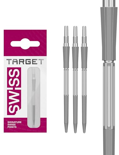 Target Darts Elysian Archetype 43 Swiss Point | 3-pack set med tips | 42 mm – silver | ändra dartpoäng, schweiziska stormpoäng, professionella darttillbehör
