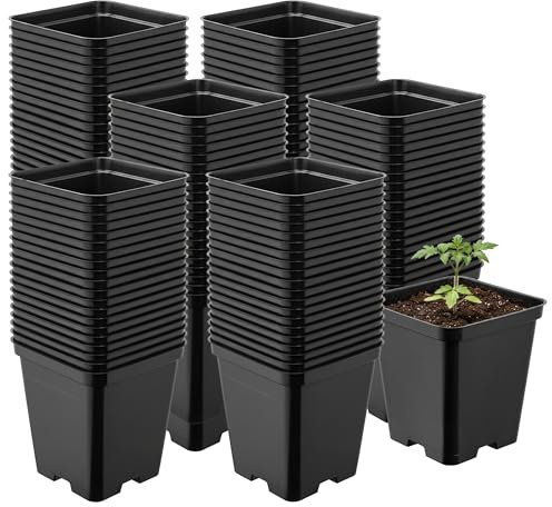 Garronda Maceta de plástico 9 x 9 x 9,6 cm (0,5L) Set de 100 Cuadrada con Orificios de Drenaje Resistente para Plantas para jardín Invernadero balcón semillero Interior Exterior Negro GD-0199