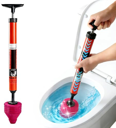 Toiletten Pömpel, 2026 Neu Multipurpose Household High Pressure Toilet Plunger, Abflussreiniger Aohrreiniger Pressluft Rohrreiniger für Waschbecken, Toiletten, Badezimmer, Dusche, Küche (1PCS)
