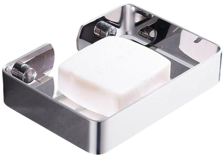 Gelthrox Seifenschale Selbstklebende Edelstahl Seifenhalter Wasserdicht Wandmontage Seifenbox für Dusche Küche und Bad (Chrom)