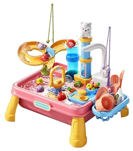 Wasseraktivitätstisch Kinder - Spielstation | Sandkasten mit Pumpe | Outdoorspiel Garten Pool für und Mädchen Alter 4 bis 8 Jahre, Sensorische Exploration Kleinkinder