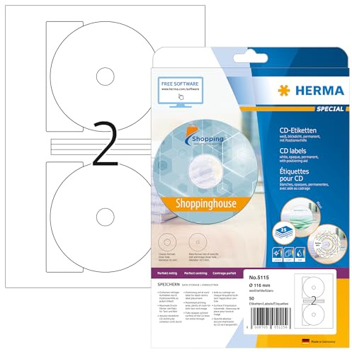 Herma positioneringshjälp 5115 DIN A4 iögonfallande 25 ark Ø 116 mm MAXI Vit