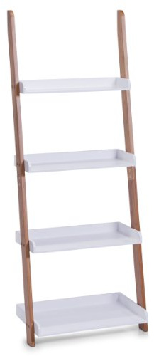 Zeller 18632 Leiter-Regal mit 4 Böden, Bamboo/Mitteldichte Holzfaserplatte (MDF), 55 x 30 x 145 cm, weiß