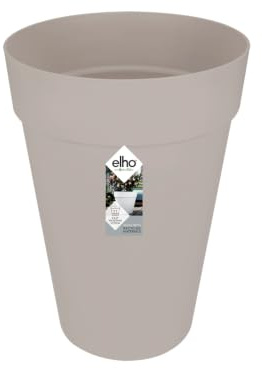 elho loft urban rund hoch 42cm Blumentopf - Warmes Grau | Ø 42 x H 56 cm | Für den Außenbereich geeignet | 100 % recycelter Kunststoff