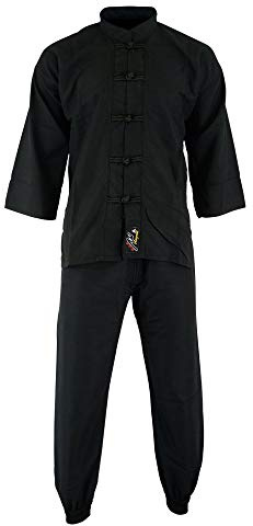 Playwell Elite Kung Fu Mikrofaser Ultraleichte Uniform Komplett Schwarz: Kinder - Schwarz, 0/130CM