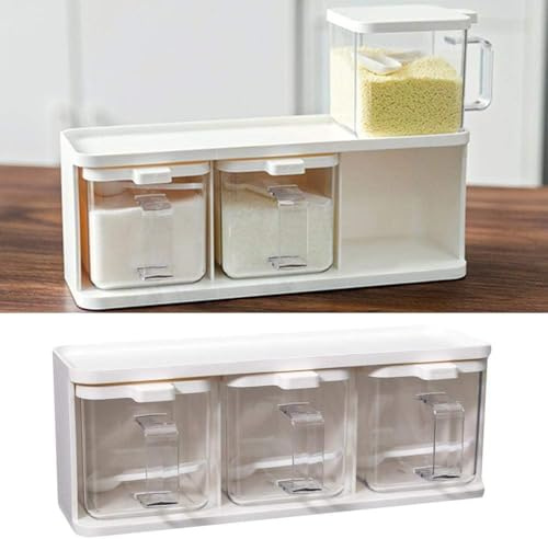 GFYWZ Würze Box Gewürzbox mit Gewürzflasche Separate 3 Fächer Küche Mit Griff transparent Acryl für Öl Salz Sauce Essig und Andere Gewürzflaschen