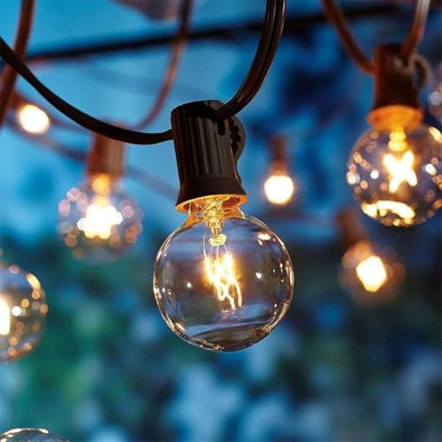 Abeja 50FT G40 Globe String Lights, Outdoor Patio String Lights with 53 Edison Globe Bulbs(3 Spare), Hanging Bistro Light Waterproof for Balcony Party Wedding Market Cafe, Black