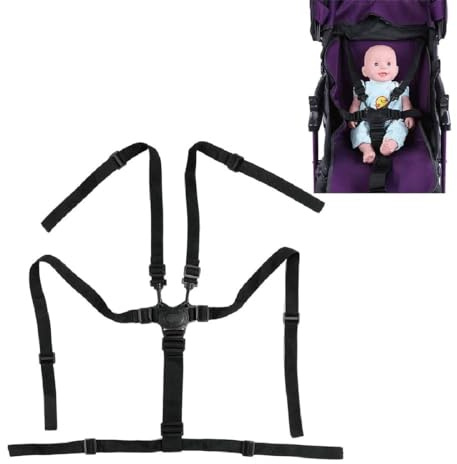Silla alta Correas Universal para Bebé, Arnés de 5 puntos Titular de correa Cinturones de seguridad Cochecito Protección giratoria ajustable para silla de paseo de Bebé