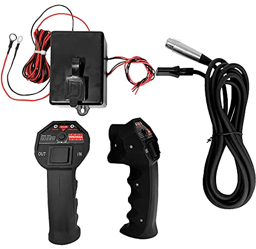 WINCHMAX Mandos a distancia inalámbricos de cabrestante de 12 V. Controladores de mano de la serie Twin 'SL' con empuñaduras grandes. Caja de control de 75 mm x 105 mm x 60 mm. Rango de funcionamiento