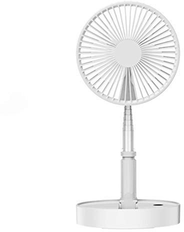Ventilador de pie, plegable portátil de escritorio telescópica piso / USB Ventilador con 7200mAh batería recargable, pedestal ajustable Ventilador de pie para el hogar acampar al aire libre,Blanco