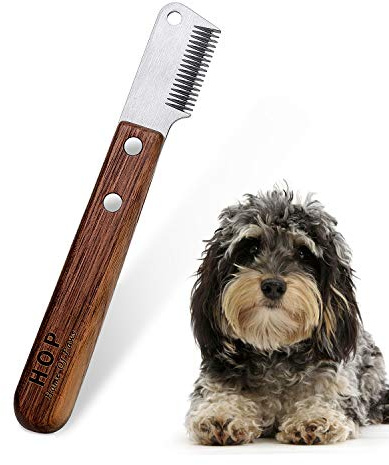 Coltello da taglio per cani con manico in legno per cani smussati Bassotto a pelo duro Terrier da guardia fine,spogliarello medio taglio marrone Strumento per toelettatura animali domestici sottopelo