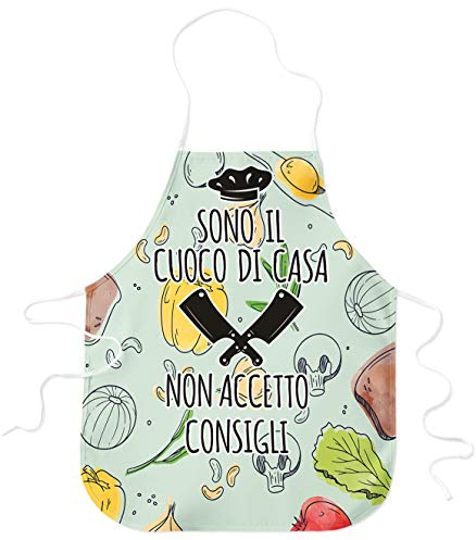 STAMPATEK Grembiule Festa del papà Fantasia Colorata Cucina Divertente Sono Il Cuoco Non Accetto Consigli Grembiuli Idea Regalo