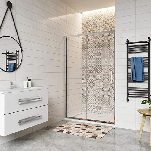 Mampara de Ducha Puerta Corredera vidrio 5mm templado transparente 110x185cm