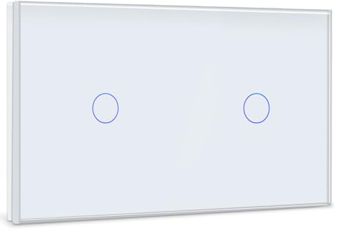 BSEED Touch Lichtschalter 1 Fach 2 Wege mit 1 Fach 2 Wege Glas Lichtschalter Weiß Led Touch Schalter Touchscreen Funktioniert mit LED Lampe 157mm EU Standard