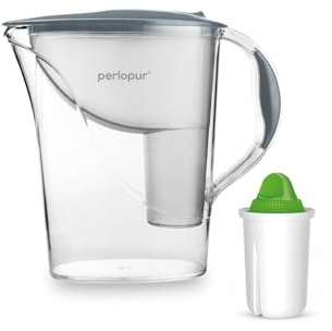 PerloPur - Filtre à eau standard (gris) avec 1 cartouche filtrante Alkaline classic – Compatible avec Brita Classic