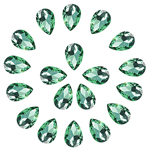 C&Z Kristall-Tropfenform, große Strasssteine, Pointback-Edelsteine für Handwerk, Schmuckherstellung, Schuhe, Kleider, facettierte Glasperlen, 20 x 30 mm, 36 Stück, Grün