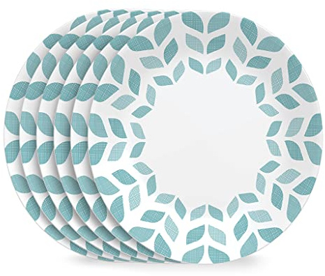 Corelle Global Collection Vitrelle 6-Piece Dinner Lunch Set, Triple Layer Recycled Glass, Lightweight Eco-Friendly Round 8-1/2-Inch Plates Set, Northern Pines