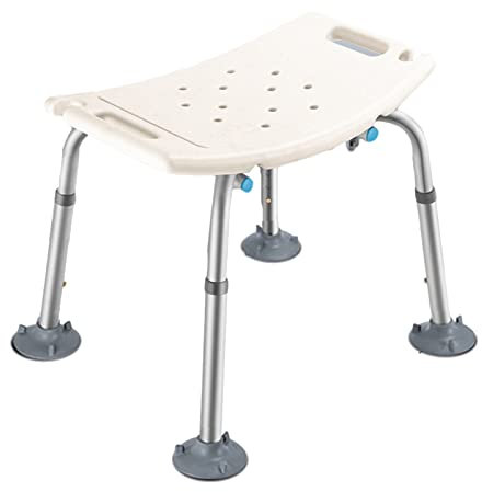 Duschhocker für Senioren,Badhocker Duschstuhl 110KG Aluminium Höhenverstellbar 41-54cm Badestuhl mit Anti-Rutsch Großer Saugnapf mit Griff Duschsitz für Alter Schwangere
