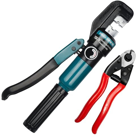 Steel DN Mate Strumento di crimpatura idraulico/Crimpatrice idraulica con taglierina per cavi per hardware per ringhiere in acciaio inossidabile, strumento di crimpatura del cavo della batteria per