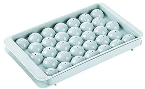 TopHomer Bac à glaçons Rond avec Couvercle Moule à glaçons pour congélateur avec récipient Mini bac à glaçons Circulaire pour Whisky, Eau, Cocktails, vin, crème glacée, Chocolat Bleu