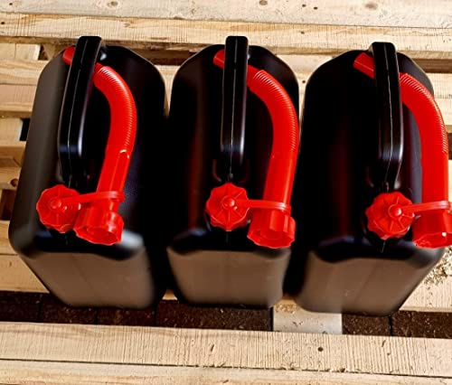 3x Benzinkanister 10L SCHWARZ Dieselkanister Reservekanister Kraftstoffkanister 10 Liter Wasserkanister für Benzin Diesel Wasser AdBlue, 10-Liter-Kanister mit Außgießer 10 ltr Petrol Can