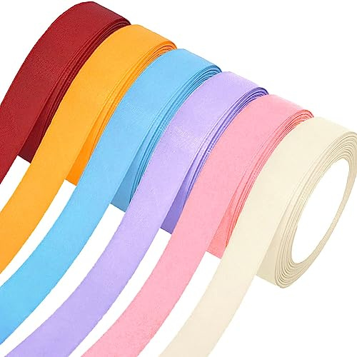Satinband,6 Rollen Dekoband Stoffband,20mm x 22m/rolle Dekoration Geschenkband Schleifenband Ribbon für Hochzeit,Valentinstag,Geburtstag Geschenke, DIY handwerk,Taufe,Sträuße Verpackung,6 Farben Set2