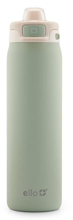Ello Pop & Fill 22oz Stainless Steel Water Bottle with Quick Fill Technology, Double Walled and Vacuum Insulated Metal, Leak Proof Locking Lid, Sip and Chug, Reusable, BPA Free, Pistachio