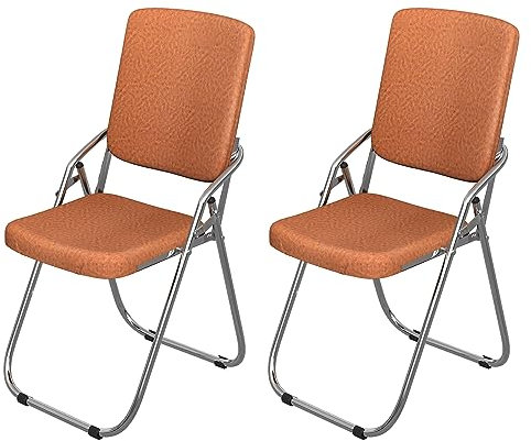 Chleby 2er Klappstuhl Besucherstuhl Klappstuhl mit Lederbezug Klappbare Esszimmerstühle sind geeignet für Küche, drinnen, draußen, Konferenzraum orange