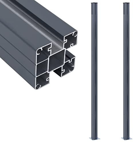 Lechnical Pali di Recinzione 2 pz Grigio Scuro 185 cm in Alluminio,Articoli di ferramenta,Barriere e recinzioni,Pali e Assi per recinzioni-148986
