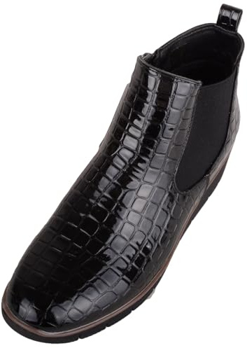 ABSOLUTE FOOTWEAR Bottines Chelsea compensées en simili cuir verni avec double soufflet pour femme