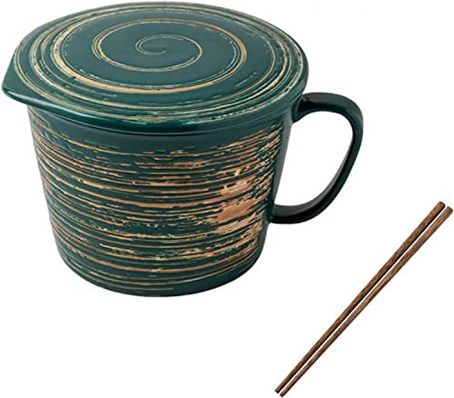 Taza for sopa, tazones for sopa con asas, taza gigante de 33 oz con tapa, tazones de cerámica for pasta y ramen con asa, tazón for sopa de fideos for microondas for estudiantes, oficina, fideos instan