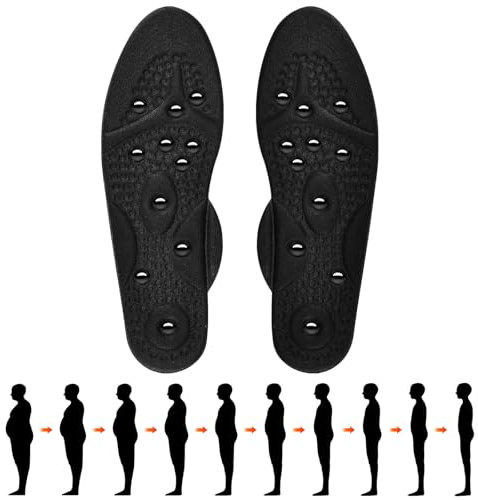 Moorstdel Plantillas,Plantillas Magnéticas de Acupresión Hombres y Mujeres,Plantillas para Esterillas de Acupresión Saludables, Cómodas y Transpirables（Negro, Tallas: 41-48