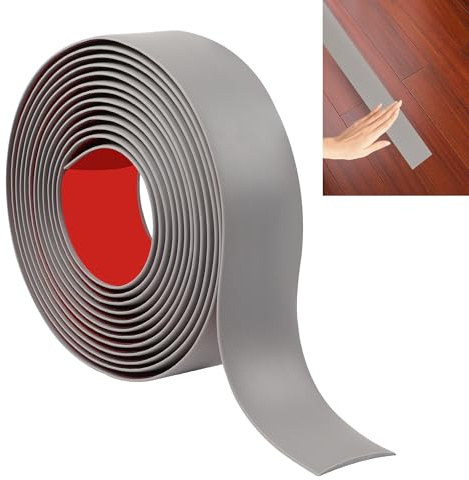JUNART 400 cm × 4 cm tröskel för laminatgolv, övergångsremsa, självhäftande vinylgolvremsa, plattor eller mattkantövergångstrim (grå)
