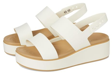 Crocs Brooklyn Low Wedge Matte Wrap Sandal 39-40 EU Chalk/Tan