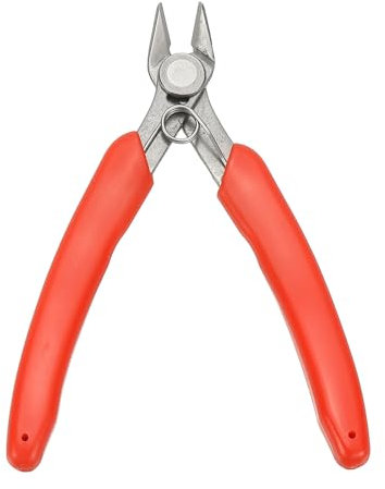 sourcing map Alicates de corte empotrado de 5 pulgadas, cortador de alambre más grueso, cortador lateral, alicates de corte diagonal para modelo de joyería, impresión 3D electrónica, rojo/plateado