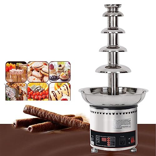 Fontana di cioccolato commerciale, macchina per fonduta di cioccolato a cascata di grande capacità a 4/5/6/7 livelli, pentola per fusione di salsa in acciaio inossidabile regolabile da 30℃ a 150℃ pe